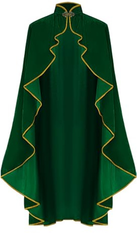 Darringls Mantello rinascimentale basic con colletto alto, mantello con cappuccio, per Halloween, Carnevale, Oktoberfest, lungo, da donna, da uomo, medievale, costume da mago, costume vichingo