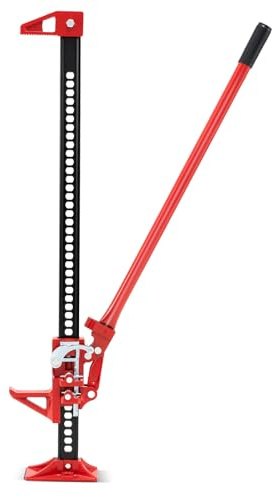 GOPLUS Wagenheber 45 112 cm bis 3000 kg, Allzweckheber mit Ratsche, Zahnstangenheber, Offroad Farm Jack für Traktoren, LKWs, UTV, Rot