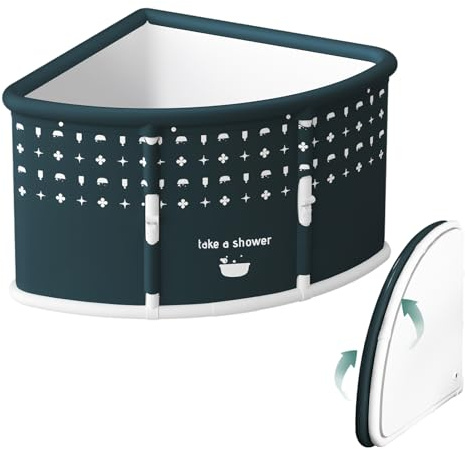 Baignoire pliable en forme d'éventail, baignoire portable pour adultes, grande autoportante, d'angle pliante sans effort, de trempage et facile à Vert