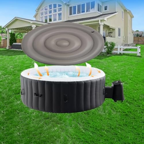 Bâche de piscine gonflable ronde en PVC résistant aux UV et design économe en énergie, offrant une barrière efficace contre la saleté et la pluie tout en conservant la chaleur de la piscine (145 cm