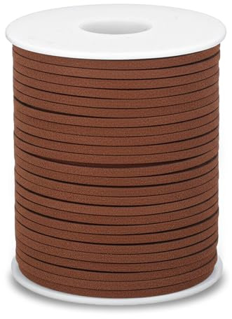 Bretyg i syntetiskt läder, 3 mm x 45,2 m för tillverkning av smycken, snören till stövlar för kreativa hobbies, halsband, armband (mörkbrun)