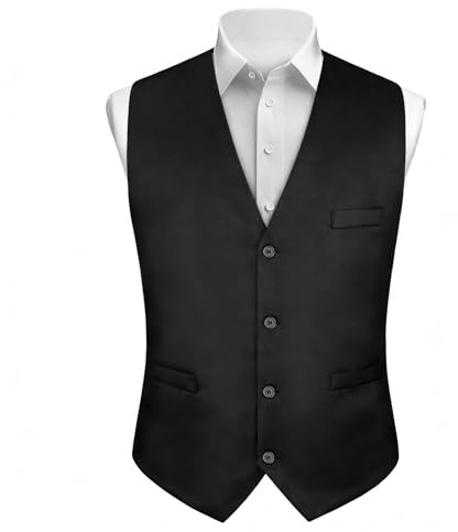 AUYAO Chaleco Formal Hombre, Ligero Delgado, Negro M Boda