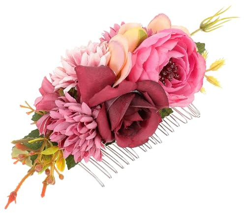 Ciieeo Peineta para Novia de Tela Diseño Floral Romántico en Color Púrpura, Adorno de Peineta para Boda y Vacaciones, Peine Decorativo para Cabello, Accesorio Nupcial Elegante