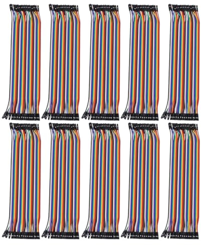 TEHAUX 10 Pcs Female to Female Cable Breadboard Jumper Cable Flexible Copper Clad Aluminum Wire Multicolored for Breadboard Replacement