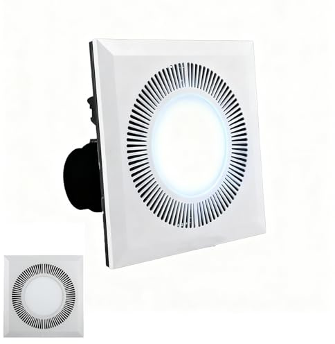 Pak2iaa Bathroom Extractor Fan with Light 300x300mm Size, Ceiling/Wall Mounted Exhaust Fan, 12W 130m³/h Silent Ventilation Fan for Bathroom, Kitchen, Toilet, Meeting, Room (4 Inches Pipe D)