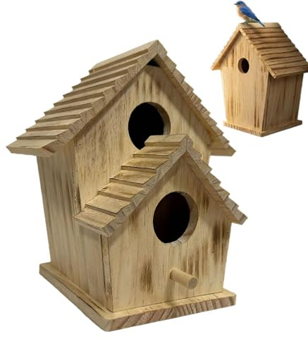 Casetta in legno per uccelli da esterno, casetta da cortile per uccelli, casetta con piastrelle da giardino, per gli appassionati del giardinaggio, amanti della natura, cortile, terrazza, balcone
