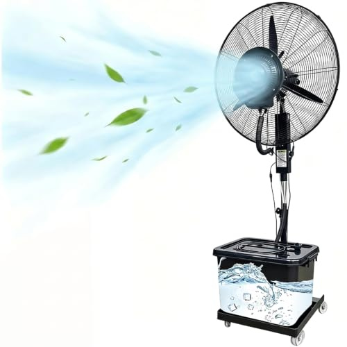 Meedlopia 2026 Serbatoio Ventilatore a Nebbia Industriale da Esterno, 42L Aggiornato, Ventilatore a Piantana con Ruote, 5 Velocità, Ventilatore Oscillante per Esterno, Casa, Ufficio e Grandi Ambienti