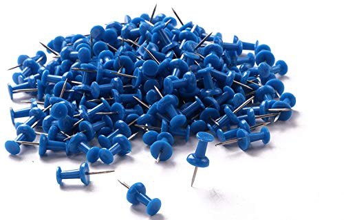 Tupalizy 200PCS Colored Plastic Push Pins Decorative Map Thumb Tacks with Steel for Bulletin Board and DIY Craft Home Office Use (Blue)