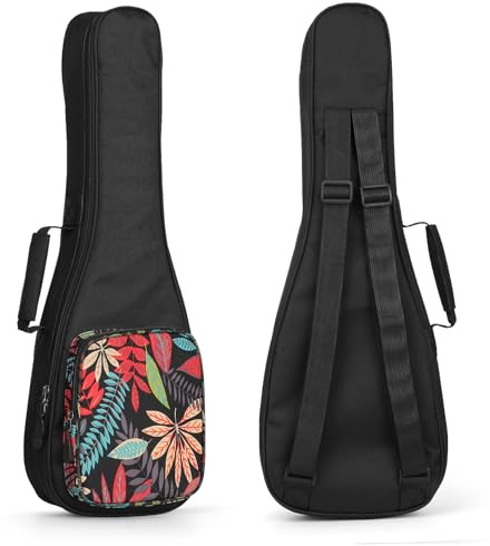 SHANNA Bunte Ukulele Tasche 21 Zoll, Gigbag für Konzert Ukulelen, Gigbag für Sopran Ukulelen mit Verstellbarem Schultergurt und Bequemem Tragegriff, Dicke Polsterung und Verstärkter Reißverschluss