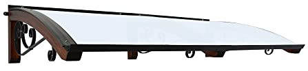 Vordach aus hölzern für den Außenbereich Farbe Dunkel nuss, Opal kompakte Polycarbonatabdeckung, Modell Legno RICCIO, Haustür-Vordächer Größe 100 x 250 cm