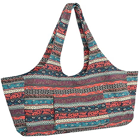 Sac de yoga en toile avec poches Motif ethnique bohème Grande capacité