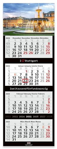 Calendario de pared de 4 meses 2021, formato grande, 33 x 90 cm, con atractivo diseño de Stutgart.