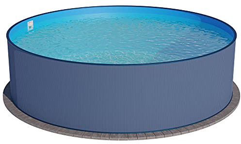 Stahlwandpool rund 300x120cm, Stahl 0,4mm anthrazit, Folie 0,4mm blau, Einhängebiese
