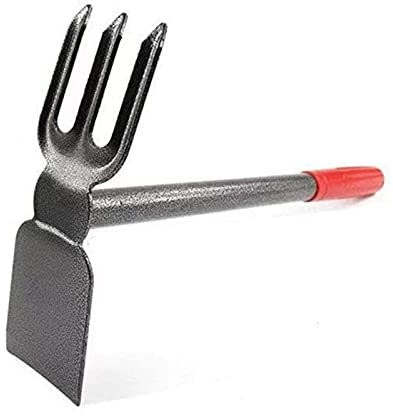 Azada de doble propósito para jardinería y deshierbe, rastrillo de jardín de acero inoxidable de 34 cm, rastrillo de doble propósito para deshierbar o aflojar el suelo, jardinería, agricultura, herram