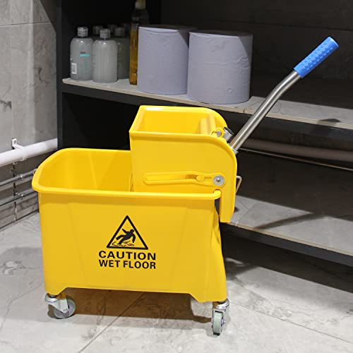 Pegasus Cleaning Grande 20 litri Kentucky Mop doppio secchio e sistema strizzatore con ruote e maniglia per il trasporto | Forte e durevole per uso commerciale