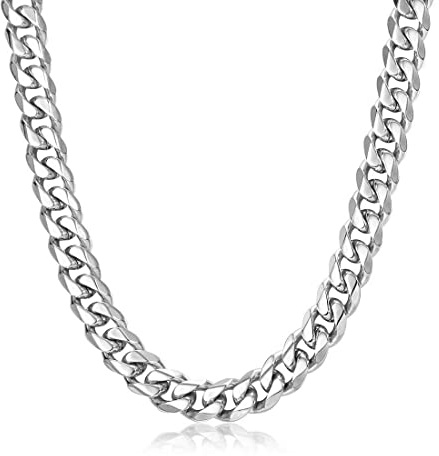 Clyhon 1Pcs Collar Hombre de Acero Inoxidable Cadena Cubana,(7mm/50 cm) Cadena de Eslabones de Cubana