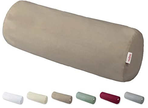 beties BasicSoft XL Nackenrollenhülle ca. 25x70 cm 100% Baumwolle Jersey Rücken/-Bein-Rolle Nackenrollen-Bezug Lagerung Schwangerschaft - Plaza-Taupe