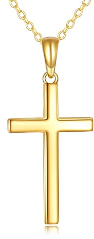 14 Kreuz Anhänger 585 Goldkette, Mit Kreuz Damen Echtgold Kreuz, Cross Necklace Ladies 585 Gold, Anhänger-Halskette Religiöse, Schmuck, Weihnachtsgeschenke Für Sie, Mutter, Tochter, Ehefrau, Jesuiten