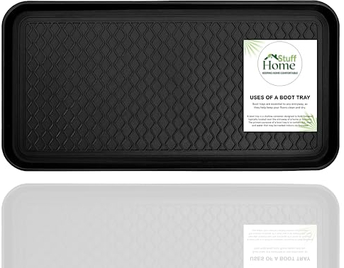 Heavy Duty Floor Protection Tray - Weather Resistant Plastic Utility Shoe Mat for Indoor and Outdoor Use, Muddy Boot Tray, Black 76x38x3 CM (1 Pack)