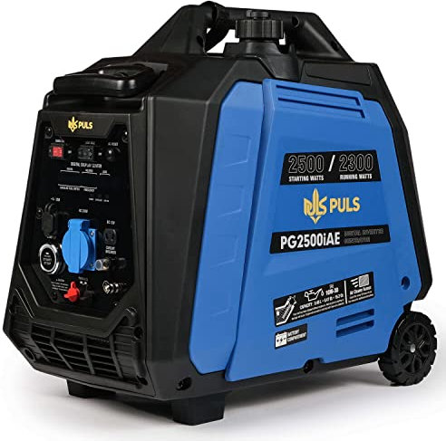 PULS energy Groupe électrogène inverseur PG2500iAE 2500 W | Générateur d'essence 2,5 kW | Réservoir 3,7 L | Moteur 4T | Silencieux 58 dB | Capteur d'huile