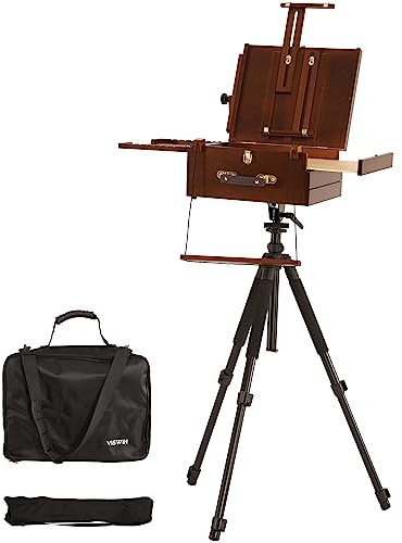 VISWIN Cavalletto Plein Air Portatile, Scatola Pochade con Treppiede in Alluminio e 2 Borse da Trasporto in Nylon, Cavalletto per Pittura da Tavolo e Pavimento Francese per Artista, Adulti