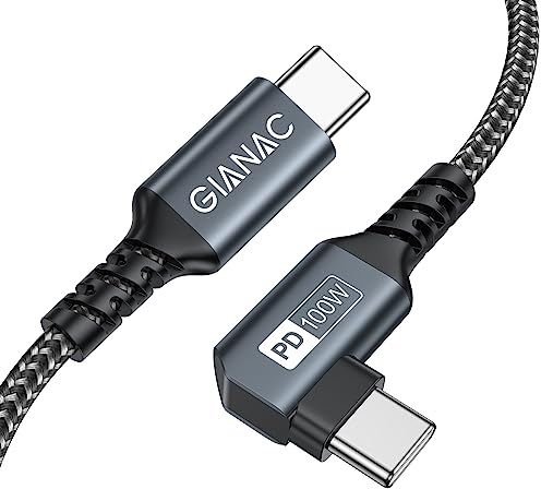 GIANAC 100W Cavo USB C USB C 3M, [90 Gradi] Cavo USB Type-C Ricarica Rapida USB C con E-Mark Chip PD 5A/20V per Macbook Pro/MacBook Air/iPad Pro/Samsung Galaxy/Huawei/Book Pixel/Tablet Google