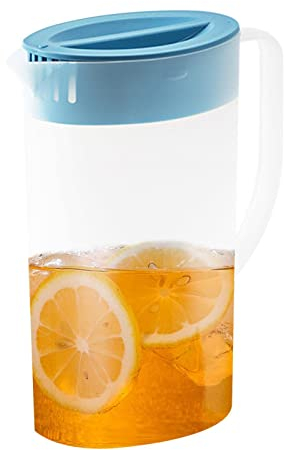 PW TOOLS Pichet À Jus Avec Couvercle, Pichet Plastique 1,5l, Réfrigérateur En Plastique, Pichet À Thé Glacé, Car À Eau Pour Réfrigérateur Pour Thé, Jus, Lait
