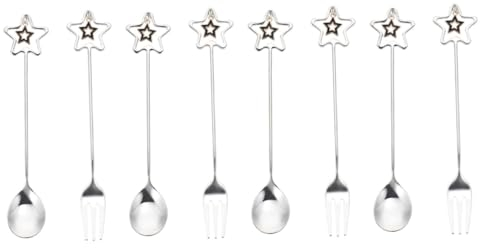 ABOOFAN 4sets Fork and Spoon Set Ice Spoons Fruit Fork Party Tableware Kitchen Gadget Dishwasher Safe