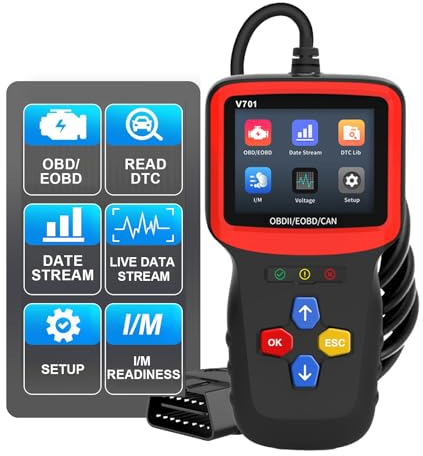 OBD2 Auto Diagnoseinstrument, EIN Codeleser für professionelle Auto Inspektion Motor Fehlerwarnlicht OBD-II Farbbildschirm, passend für alle OBDII Protokoll on-Board OBDII/EOBD Diagnoseinstrumente