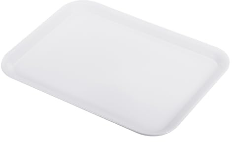 PATIKIL 10.4x7.9 Rápida Comida Bandeja, Plástico Servicio Bandeja Reutilizable Multiuso Rectángulo Bandeja para Cafetería Restaurante Casa Cocina, Blanco