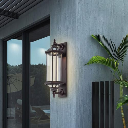 WLBHWL Black Outdoor Wall Lantern 22.8, Large Outside Farmhouse Wall Sconce Light Fixture, Industrial Wall Mount Light With Glass, Waterproof Modern Porch Lighting Exterior Lamp For House Garage