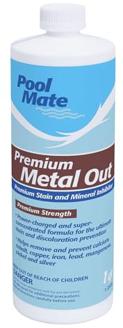Pool Mate 1-Quart Premium Metal Out Stain and Mineral Inhibitor, Pool Metal Remover, Stain Remover, Made in USA