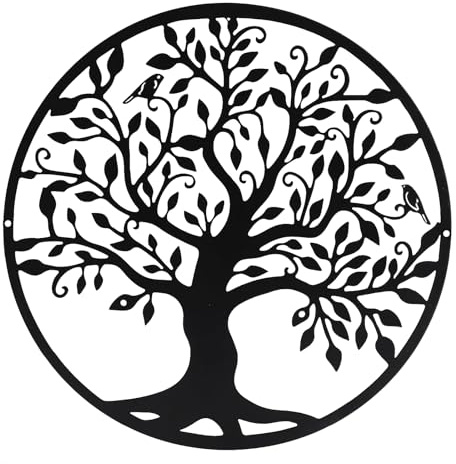 Huspox Metal Tree of Life Wall Art Decor, Black, 30 cm | For Living Room, Hallway, Stairs, Outdoor