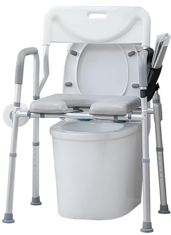 Erhöhter Toilettensitz Mit Griffen Und Rückenlehne, Medizinischer Nachtstuhl, Verstellbarer Toilettensicherheitsrahmen, Duschstuhl Für Senioren, Ältere Menschen, Schwangere