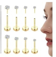 Adramata Lippenpiercing Labret Gewindeloses Einschieben 14 Karat Gold Nasenstecker Chirurgenstahl Ohr Tragus Medusa Knorpel Helix 20G 18G 16G
