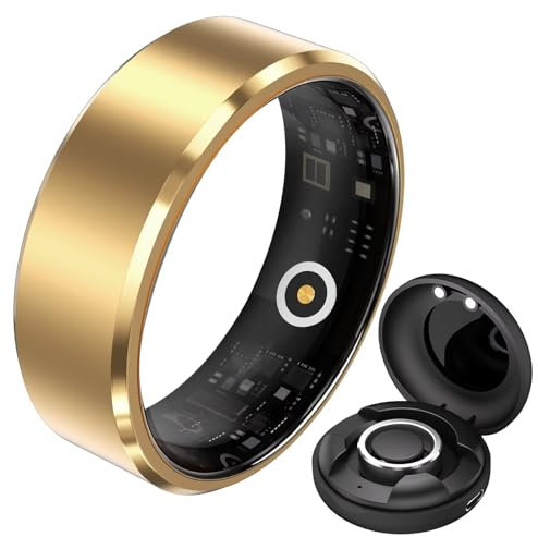 findtime Smartringe für Herren Damen Smart Ring Android IOS Schlaftracker Pulsmesser Schrittzähler Herzfrequenz Fitness Ring Tracker Smartring Fitnessring Fitnesstracker Sport Schwarz Gold Silber