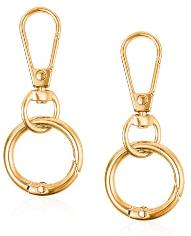 JJUNW 2Stück Drehbare Karabinerhaken, Metall Bnehmbare Karabinerhaken | Karabiner Schlüsselanhänger 360° Drehbarem Karabiner Verschlüsse für DIY Handtasche Keychain Basteln Rucksack Zubehör(Gold)