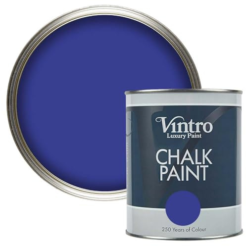 Vintro Paint - Chalk Paint for Furniture, Walls and Woodwork. Interior Use. Quick Dry. 1 Litre (Blue - Raphael Blue)