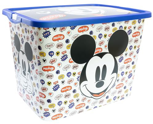Stor Micky Maus Aufbewahrungsbox mit Klickverschluss 23 Liter - Kinder Kunststoff Organizer für Spielzeug und Kinderzimmer Ordnung