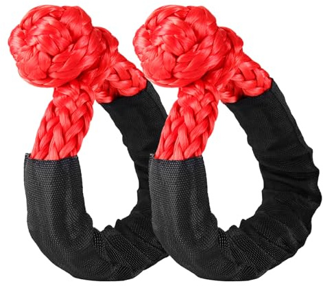 BCJCLTS Anse synthétique souple de 1,27 cm x 55,9 cm avec manchons de protection supplémentaires (résistance à la rupture de 25,4 kg) Manilles de remorquage robustes pour tout-terrain, voile, Jeep