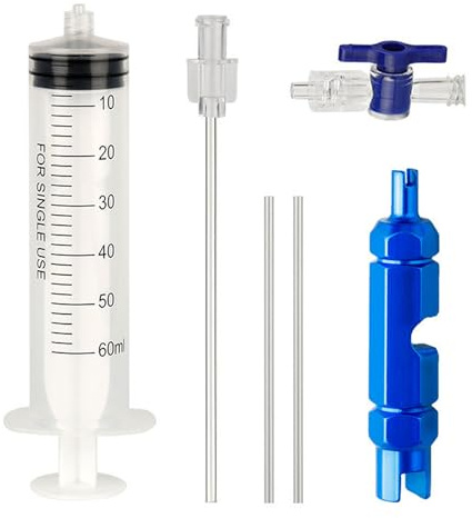 HAFRILY Reifendichtmittel Injektor 60ml Tubeless Spritze Fahrrad Spritze für Reparatur von Fahrrad-Vakuum-Reifen Reifendichtmittel-Set, Tubeless Dichtmittel Injektor, Ventileinsatz-Entfernungswerkzeug