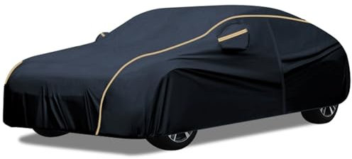 Autoabdeckung Für Mini Cooper 5 puertas 2013-2024 Winddichte, Kratzfeste Vollgarage for Den Außenbereich for Den Winter Schutzplane Mit Reißverschluss Oxford-Stoff Atmungsaktiv Staub(Black)