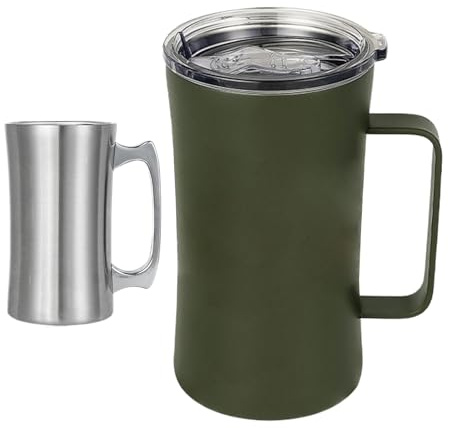 Liten Termisk Mugg Med Handtag - Kaffekopp Med Handtag | Bärbar Drickkopp Med Lock | 600 Ml, Multifunktionell, Splashskyddad Kopp För Vandring, Arbete, Camping Och