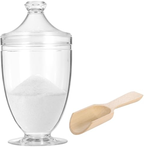 YOFAPA Bath Salt Canister and Spoon, 33oz Large Capacity Salt Jar, Salt Container with Airtight Lid, Wide Mouth Clear Acrylic Container for, Sugar, Cereals, Snacks, Coffee Beans, Tea Bags