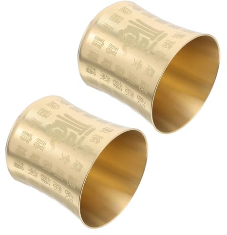 DOITOOL 2 Pièces Tasses à Thé Kung Fu Sans Anse Laiton Vintage Gobelets Chinois Rétro pour Dégustation de Thé Café Espresso et Offrandes Bouddhistes