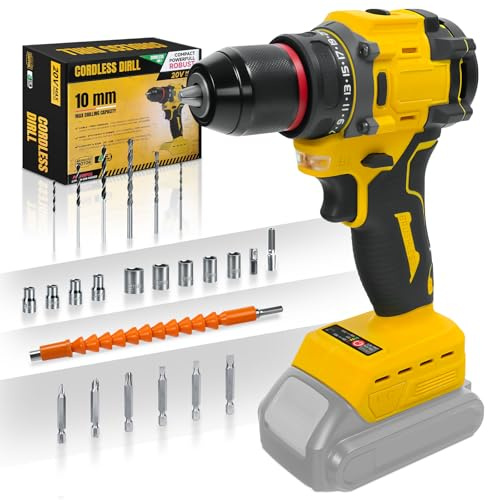 Sladdlös skruvdragare för DEWALT 20 V-batterier, 25 + 1 momentinställning, 60 Nm max vridmoment och LED-ljus, 25-delad skruvdragarset för underhållsarbete och gör-det-själv-projekt