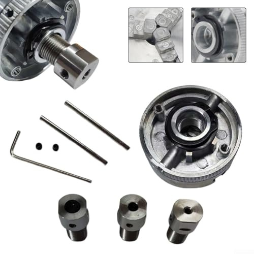 Portabrocas de torno eficiente de 3 mandíbulas para carpintería con acero de alto carbono y tamaño compacto (portabrocas + varilla de 3,17 mm)
