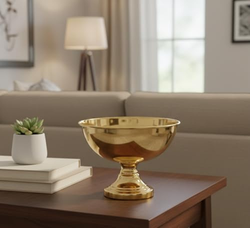Bargain Brooz Footed Champagne Bowl – Decorative Flower Washing Bowl | Elegant Table Cleaning, Floral Display & Party Centrepiece Serving Bowl (Gold)