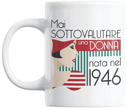 Gesar Taza 80 Años Mujer - Regalo Cumpleaños 80 Años - Idea Regalo Divertido Octagésimo Cumpleaños - Gadget Mujer para Mamá, Abuela, Amica, Hermana, Tía (1946)