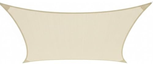 Vela Ombreggiante Quadrata in HDPE Tenda a Vela 180gr/mq Ecrù Bianco Ombra 70% Dotata di Anelli Acciaio,Cordino e Rinforzo Laterale per Giardino,Esterno,Balcone,Terrazzo (Ecrù, 5x5 mt)